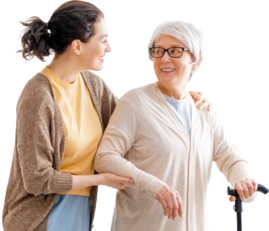 nurse assisting an old man in walking